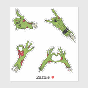 Green Zombie Hands Halloween Sticker