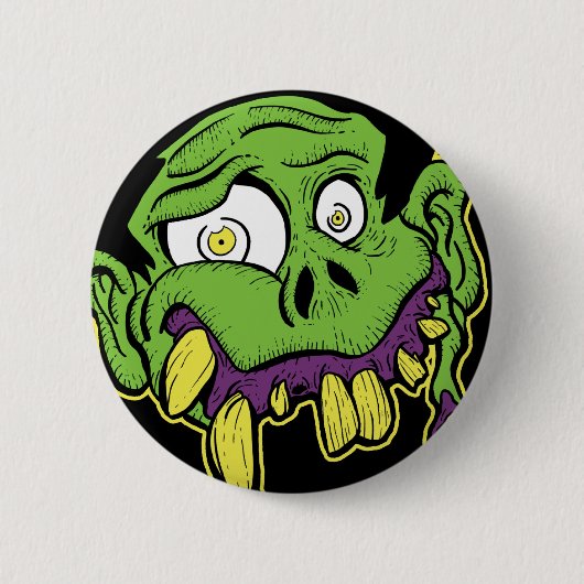 Green Zombie Head Ronde Button 5,7 Cm (Voorkant)