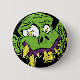 Green Zombie Head Ronde Button 5,7 Cm