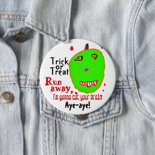 Green Zombie Pumpkin Trick or treat Ronde Button 4,0 Cm (In situ)
