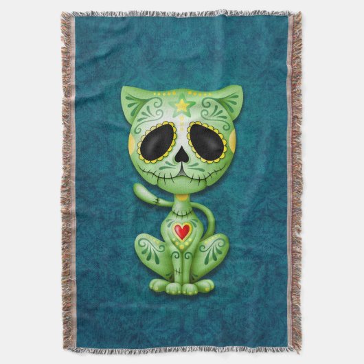 Green Zombie Sugar Kitten Deken (Voorkant Verticaal)