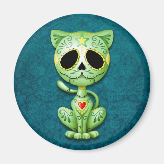 Green Zombie Sugar Kitten Magneet (Voorkant)