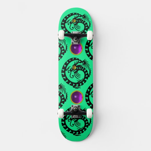 GREEN ZWARTE SNAKE DRAGON, Paarse Amethyste Parelt Skateboard (Voorkant)
