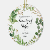 Greenary First Kerstmis als familie van drie Keramisch Ornament (Links)