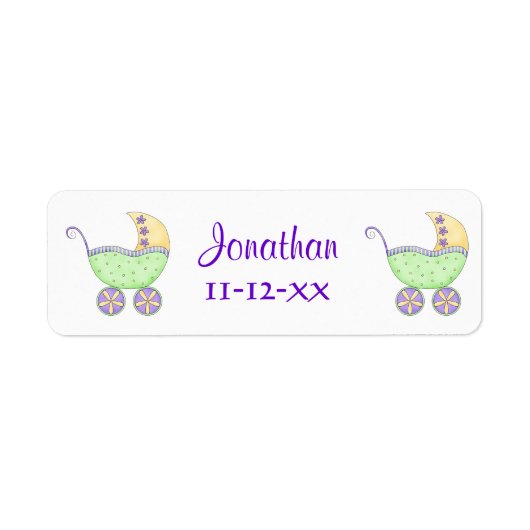GreenBaby Buggy Carriage Name Birthdate Gepersonal Etiket (Voorkant)