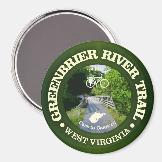 Greenbrier River Trail (fietsen c) Magneet (Voorkant / Achterkant)