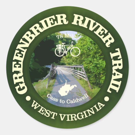 Greenbrier River Trail (fietsen c) Ronde Sticker (Voorkant)