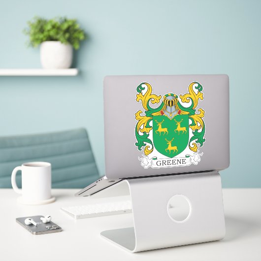 Greene Family Crest Sticker (Laptop op bureau)