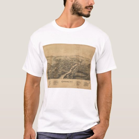 Greene NY Panoramic Map T-Shirt (Voorkant)