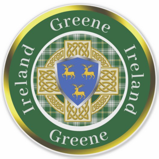 Greene Shield & Celtic Cross gepersonaliseerd Sticker (Voorkant)