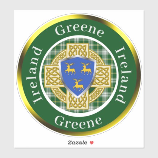 Greene Shield & Celtic Cross gepersonaliseerd Sticker (Vel)