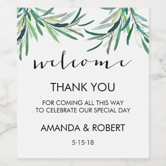 Greeneery welkomstzak of wijnetiket wijn etiket (Enkel label)