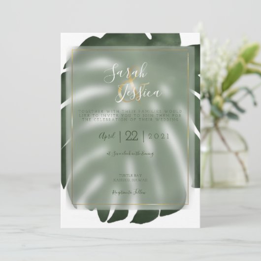 Greenera Monstera Tropical Water Color Kaart (Staand voorkant)