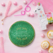 Greenerald Green Gold Floral Glitter VIP Papieren Bordje (Feest)