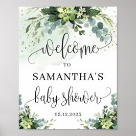 Greenerent succulent baby shower welkomstteken poster