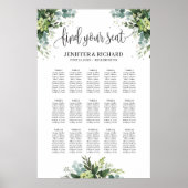 Greenerent succulent boho foliage seating chart poster (Voorkant)