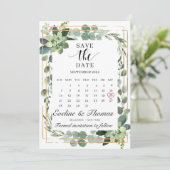Greenerent succulent floral gold geometric lijst save the date (Staand voorkant)