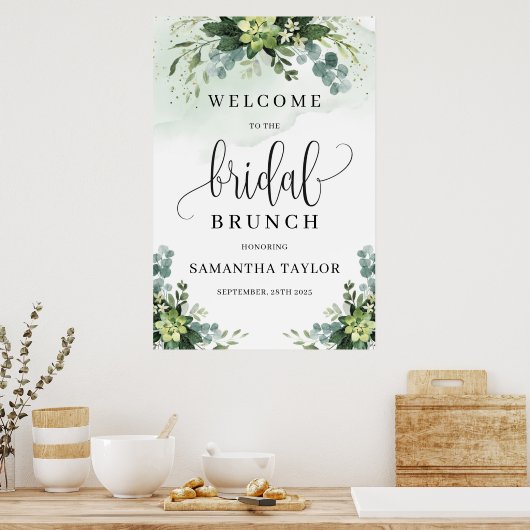 Greenerent succulent goudbruin brunch welkomstteke poster (Keuken)