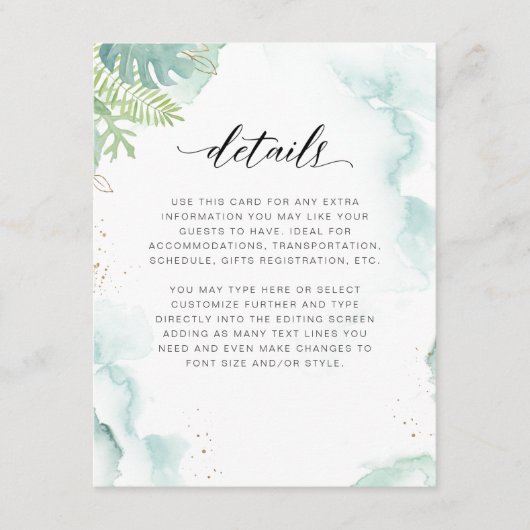 Greenergy and Waterverf Details Enclosure Card Informatiekaartje (Voorkant)