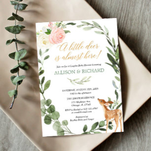 Greenerige kleine herten stellen baby shower roze kaart