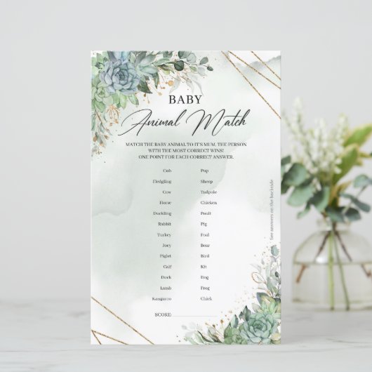 Greenerij succulents gold lijst Baby Match (Staand voorkant)
