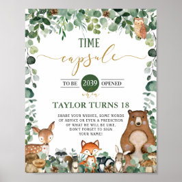 Greenertime Capsule Sign Cute Woodland Animals Gre Poster