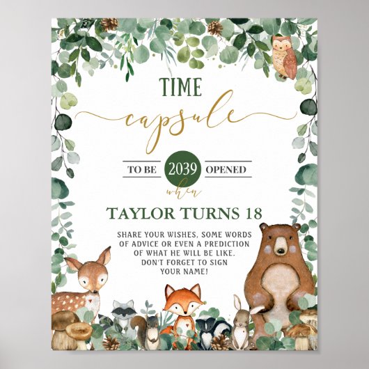 Greenertime Capsule Sign Cute Woodland Animals Gre Poster (Voorkant)