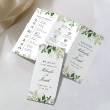 Greenery01 Trifold Wedding Program Flyer