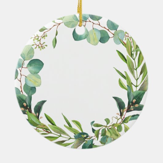 Greenery 1e Kerstkerst Geëngageerde Ornament Gift (Achterkant)