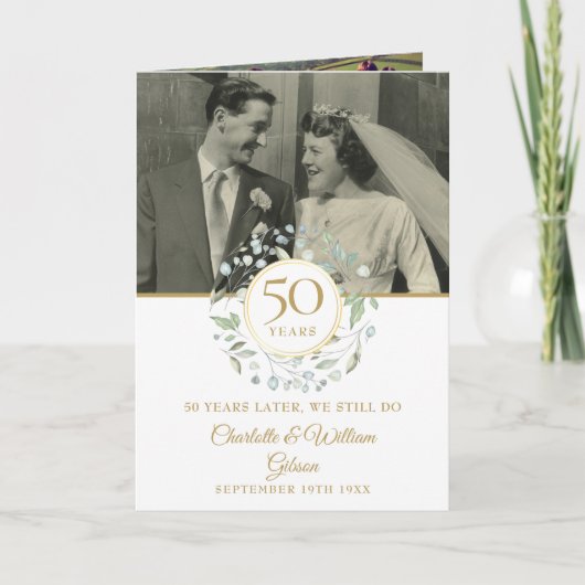 Greenery 2 Foto 50ste bruiloft Jubileum Party Programma (Voorkant)