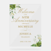 Greenery 50th Wedding Anniversary Welcome Acryl Bord (Voorkant)