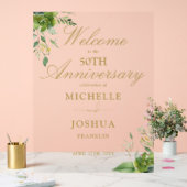 Greenery 50th Wedding Anniversary Welcome Acryl Bord (Huwelijk)