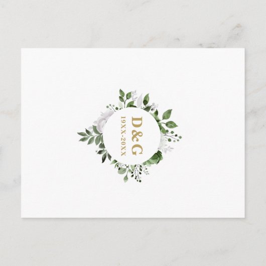 Greenery 50th Wedding Jubileum Opslaan De Datum Briefkaart (Achterkant)