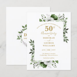 Greenery 50th Wedding Jubileum Opslaan De Datum Briefkaart