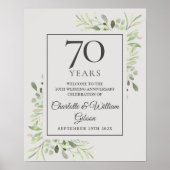 Greenery 70e bruiloft Jubileum Welkomstbord Poster (Voorkant)