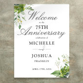 Greenery 75th Wedding Jubileum Welkomstbord Poster