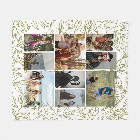 Greenery 9 Photo Collage Personalized  Fleece Deken (Voorkant (Horizontaal))