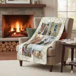 Greenery 9 Photo Collage Personalized  Sherpa Deken