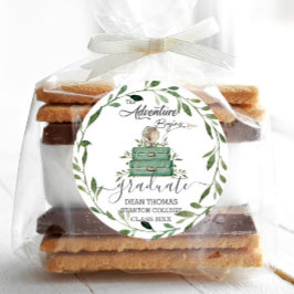 Greenery Adventure begint reis Afstuderen gunst Ronde Sticker