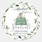 Greenery Adventure begint reis Afstuderen gunst Ronde Sticker (Voorkant)