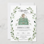 Greenery Adventure Wedding Suitcase Reisreis Kaart (Voorkant)