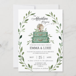 Greenery Adventure Wedding Suitcase Reisreis Kaart