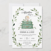 Greenery Adventure Wedding Suitcase Reisreis Kaart (Voorkant)