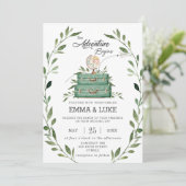 Greenery Adventure Wedding Suitcase Reisreis Kaart (Staand voorkant)