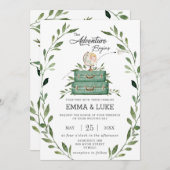 Greenery Adventure Wedding Suitcase Reisreis Kaart (Voorkant / Achterkant)