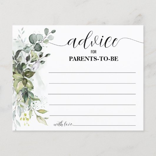 Greenery Advice for Mam & Pap Baby shower card Flyer (Voorkant)