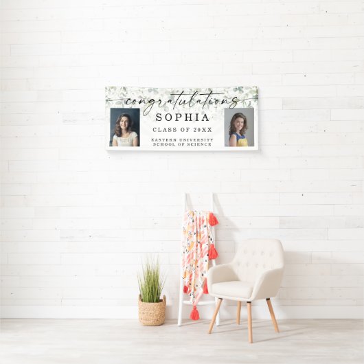 Greenery Afstuderen Foto Gefeliciteerd Banner (Insitu)