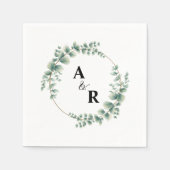 Greenery Ampersand Monogram Aangepast Trouwpapier Servet (Voorkant)
