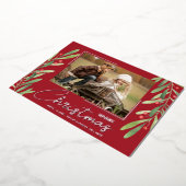 Greenery and Berries Christmas Photo Folie Feestdagenkaart (Gedraaid)