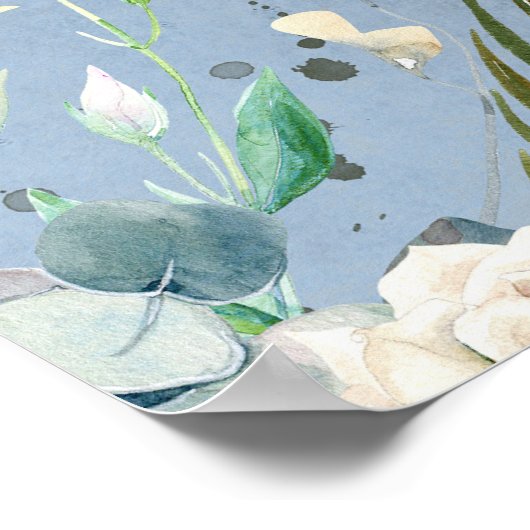 Greenery and Dusty Blue Wedding Welcome Sign Poster (Hoek)